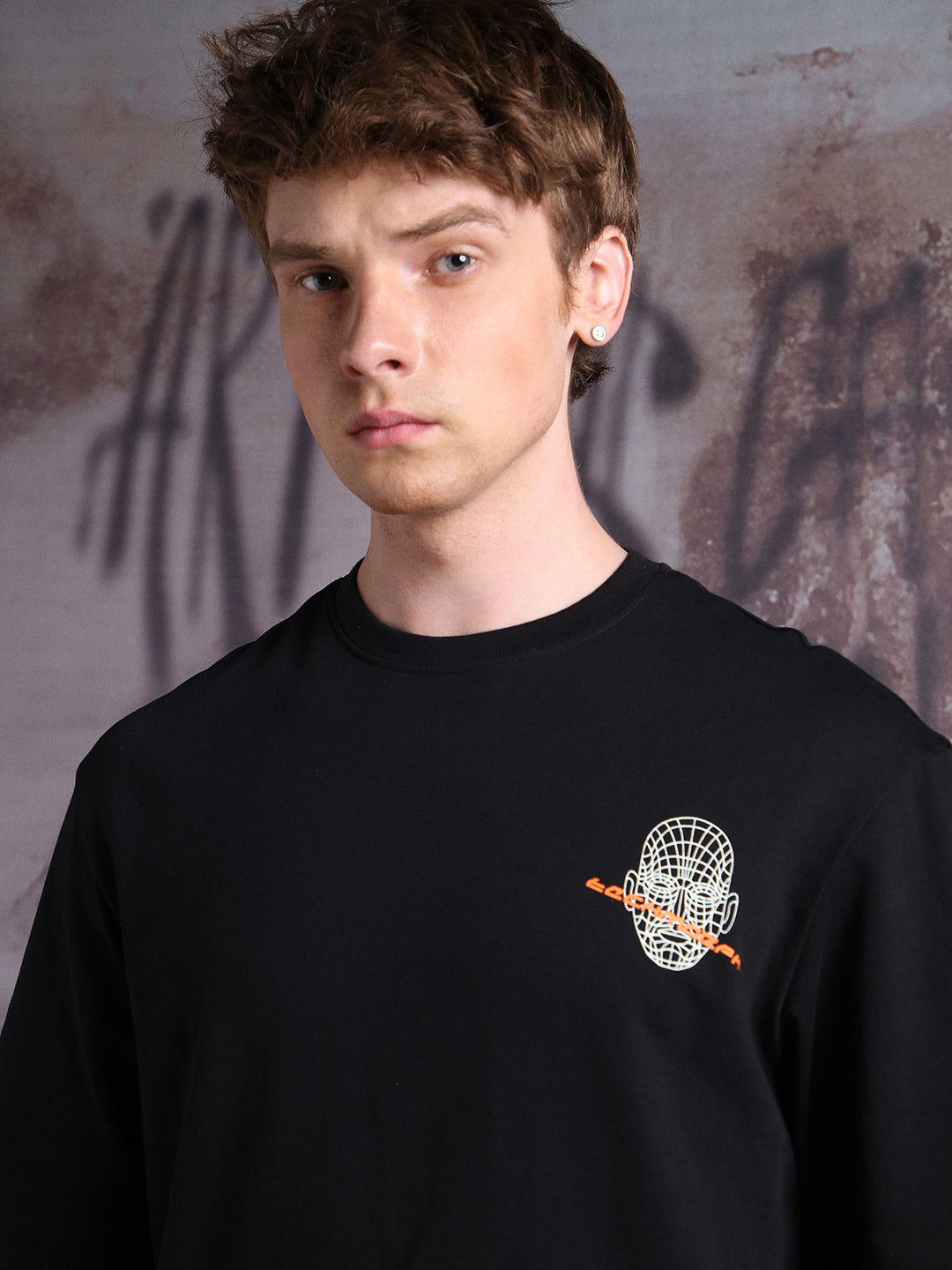 Hubberholme Men Cyborg Graphic Printed Oversized Fit T-shirt