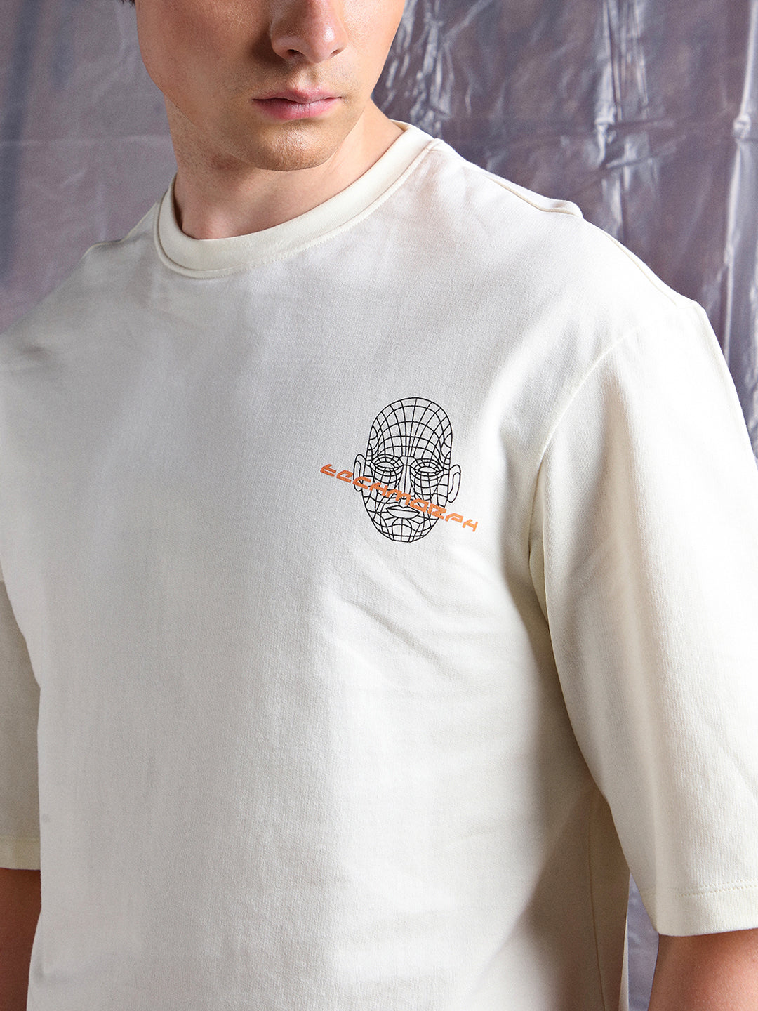 Hubberholme Men Cyborg Graphic Printed Oversized Fit T-shirt