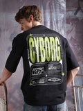 Hubberholme Men Cyborg Graphic Printed Oversized Fit T-shirt