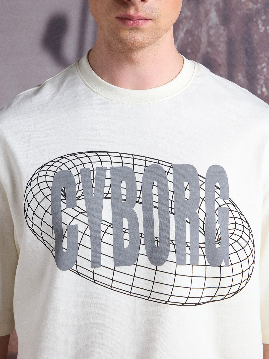 Hubberholme Men Cyborg Graphic Printed Oversized Fit T-shirt