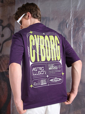 Hubberholme Men Cyborg Graphic Printed Oversized Fit T-shirt