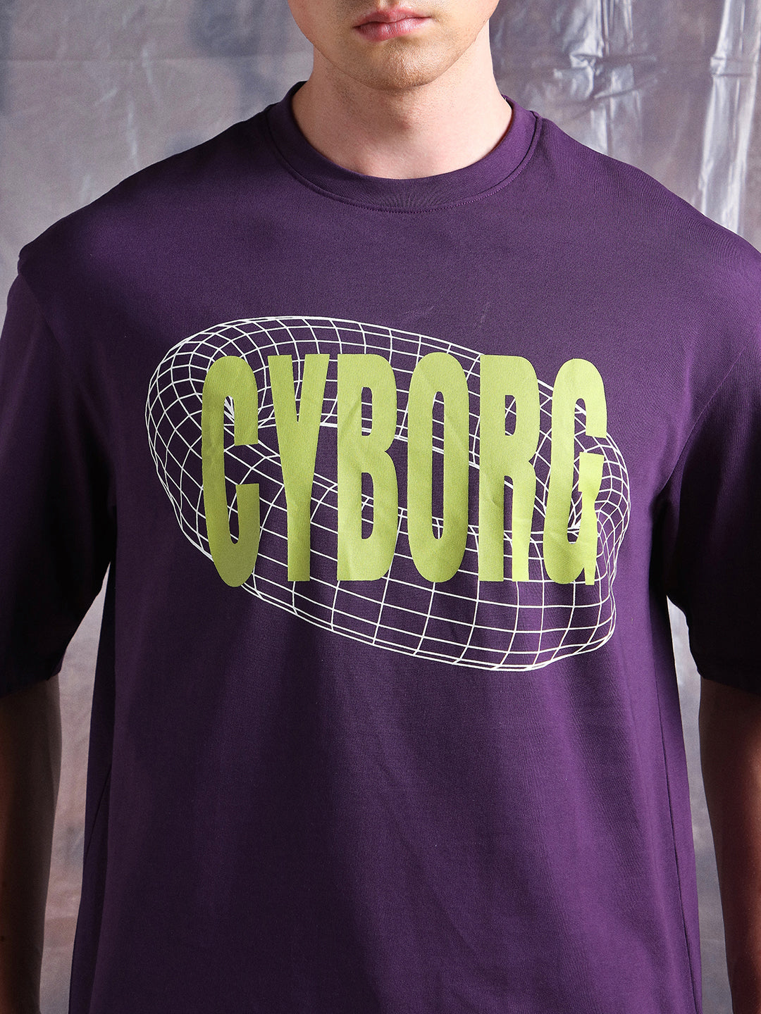 Hubberholme Men Cyborg Graphic Printed Oversized Fit T-shirt