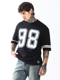 Hubberholme Men Typography Printed Round Neck Cotton Oversized T-shirt