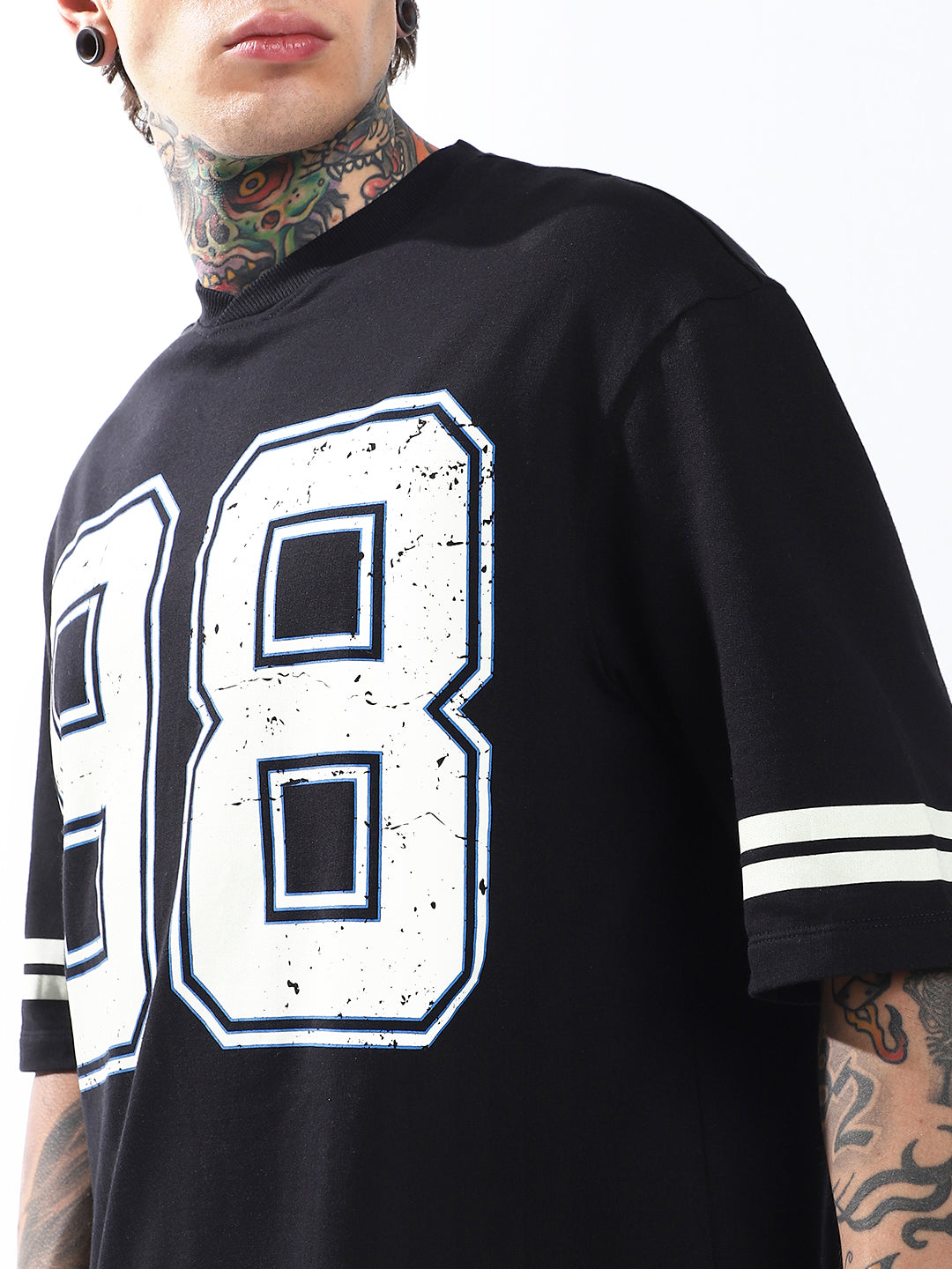 Hubberholme Men Typography Printed Round Neck Cotton Oversized T-shirt