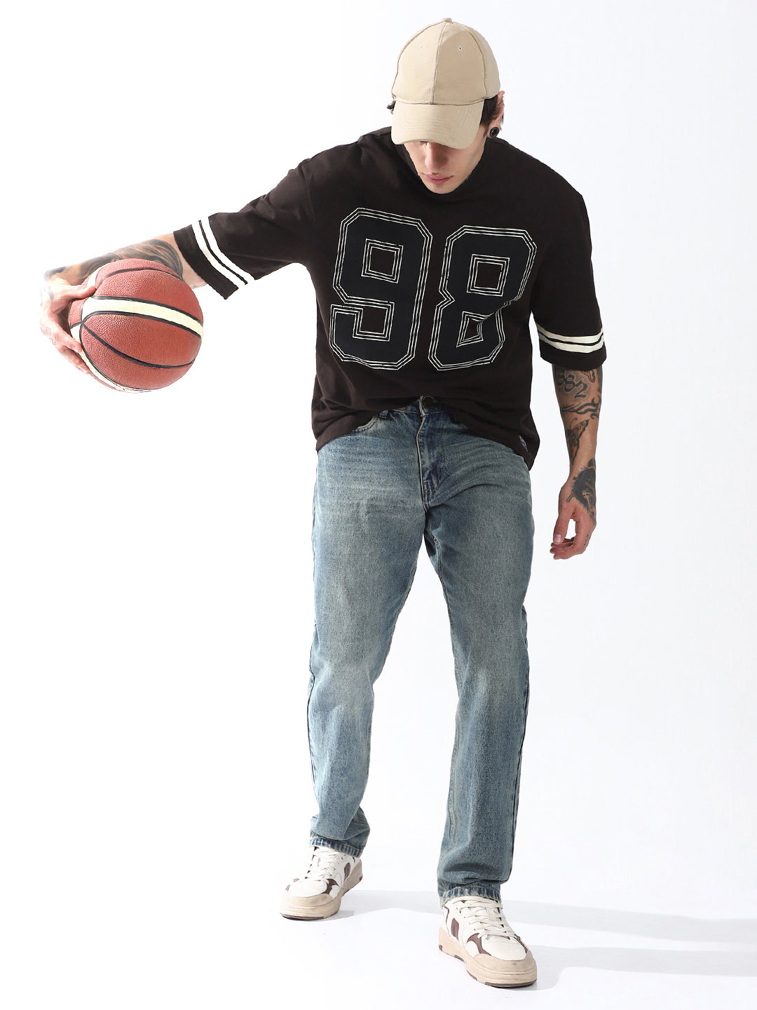 Hubberholme Men Typography Printed Round Neck Cotton Oversized T-shirt