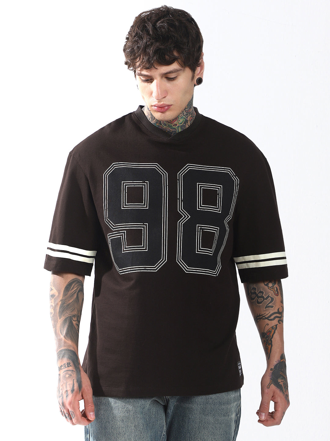 Hubberholme Men Typography Printed Round Neck Cotton Oversized T-shirt