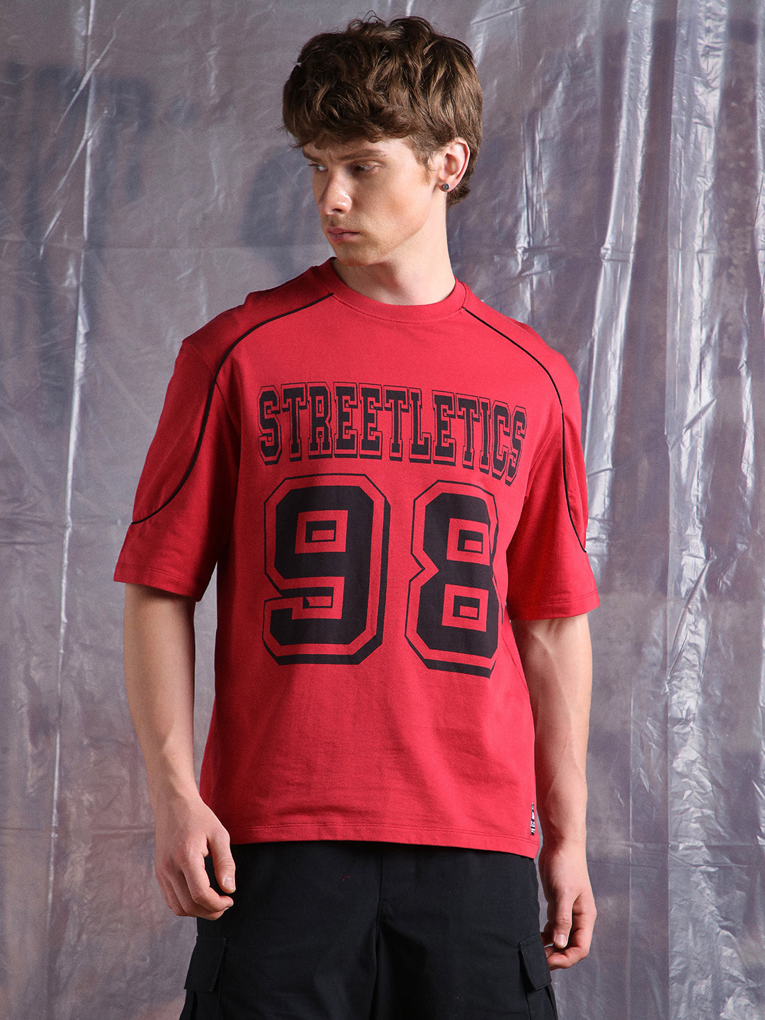 Hubberholme Men Typography Streetletics Printed Round Neck Cotton Relaxed Fit T-shirt
