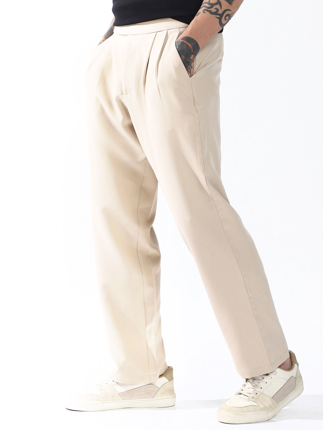 Hubberholme Men Relaxed Straight Leg Easy Wash Korean Trousers