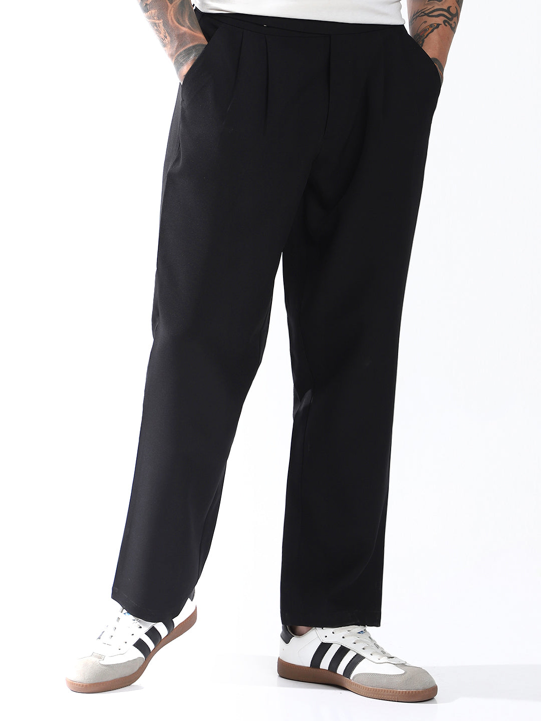Hubberholme Men Relaxed Straight Leg Easy Wash Korean Trousers