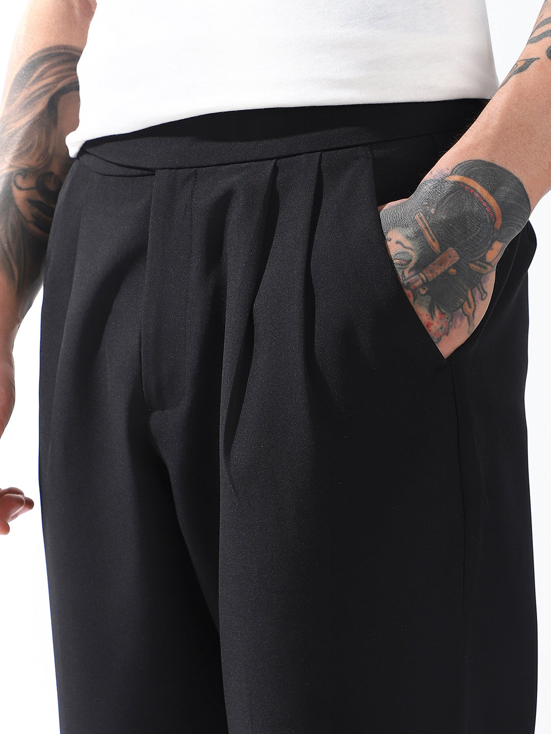 Hubberholme Men Relaxed Straight Leg Easy Wash Korean Trousers