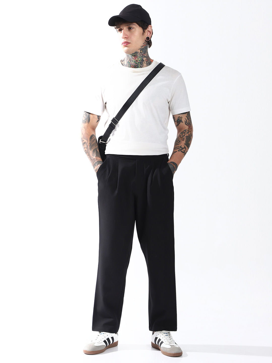 Hubberholme Men Relaxed Straight Leg Easy Wash Korean Trousers