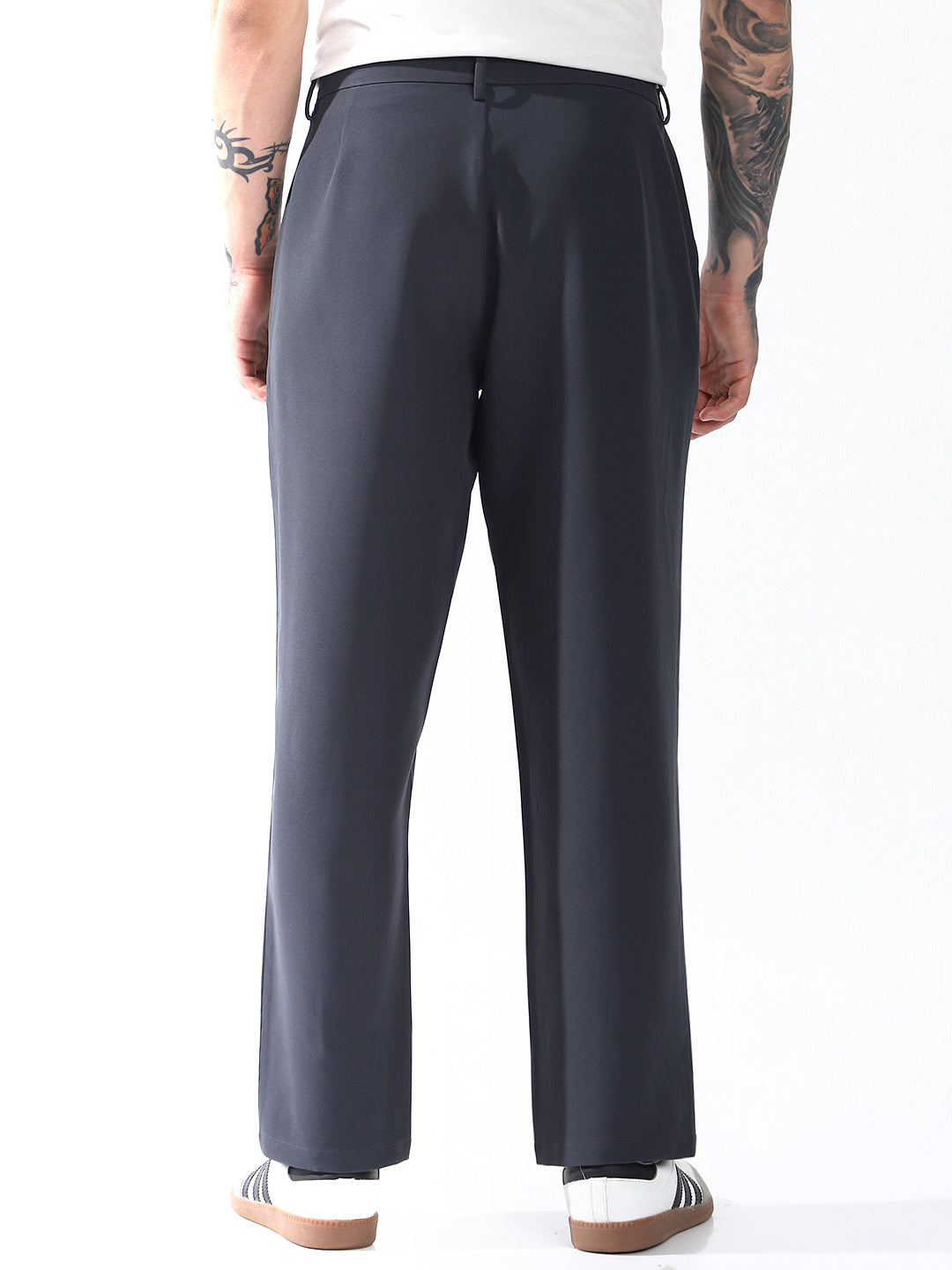 Hubberholme Men Relaxed Straight Leg Easy Wash Korean Trousers