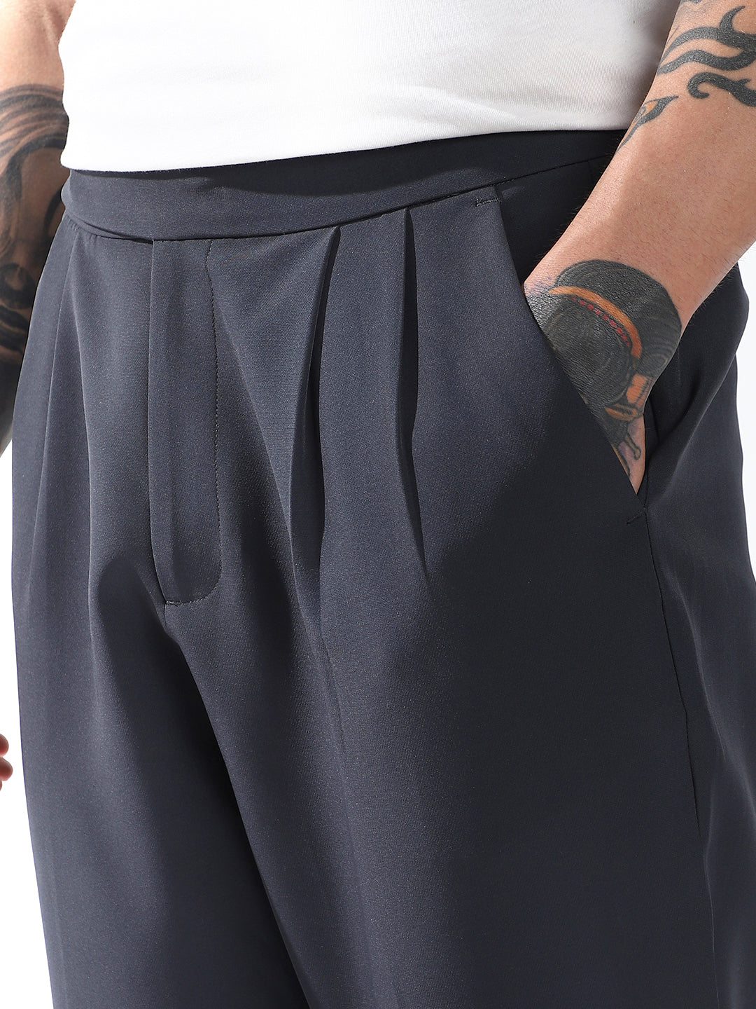 Hubberholme Men Relaxed Straight Leg Easy Wash Korean Trousers