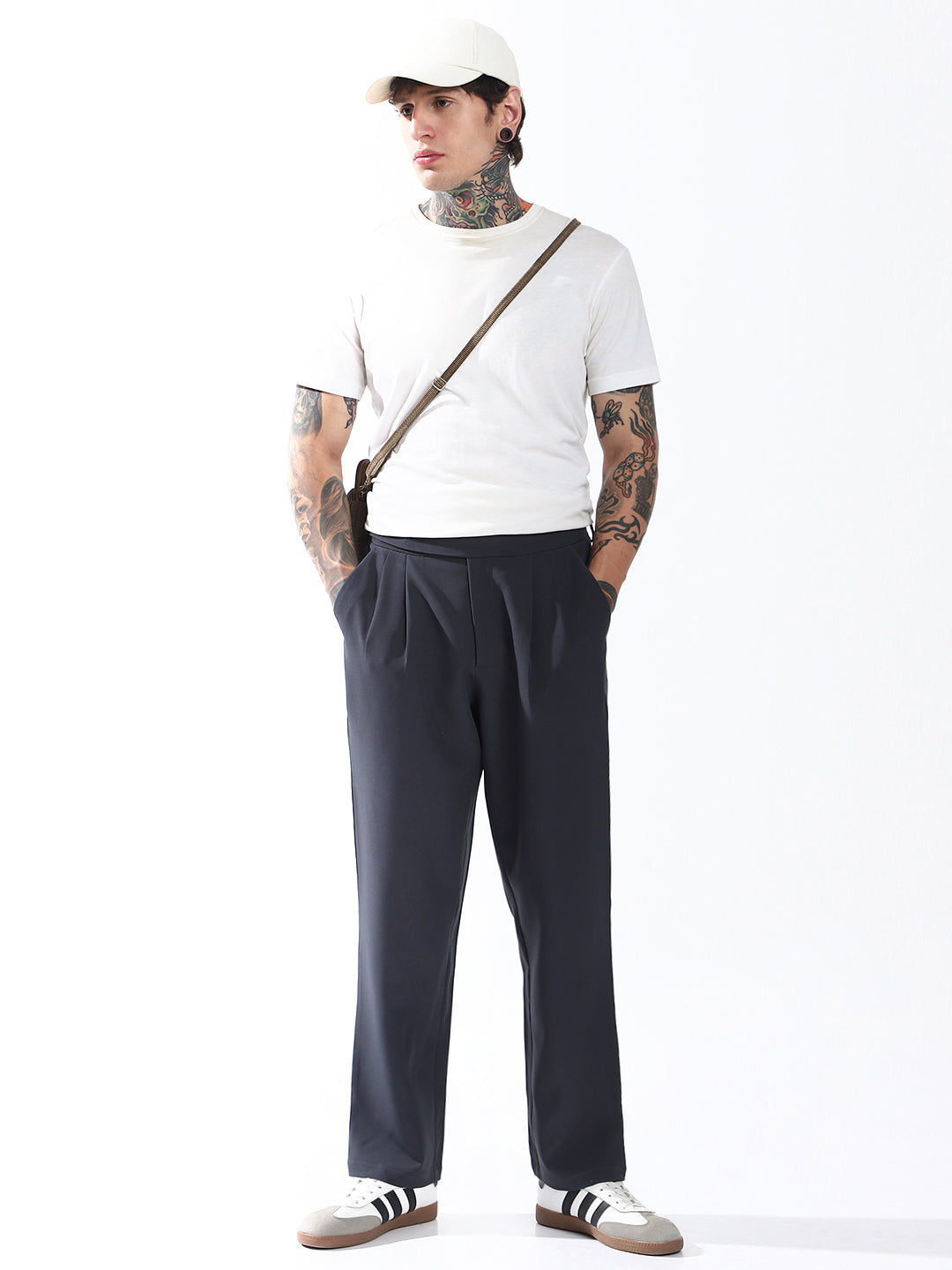 Hubberholme Men Relaxed Straight Leg Easy Wash Korean Trousers
