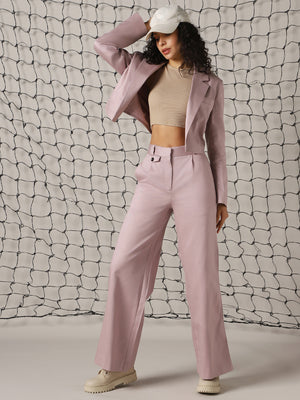 Hubberholme Women Solid Crop length Oversized Notch Lapel Collar Full Sleeve Blazer