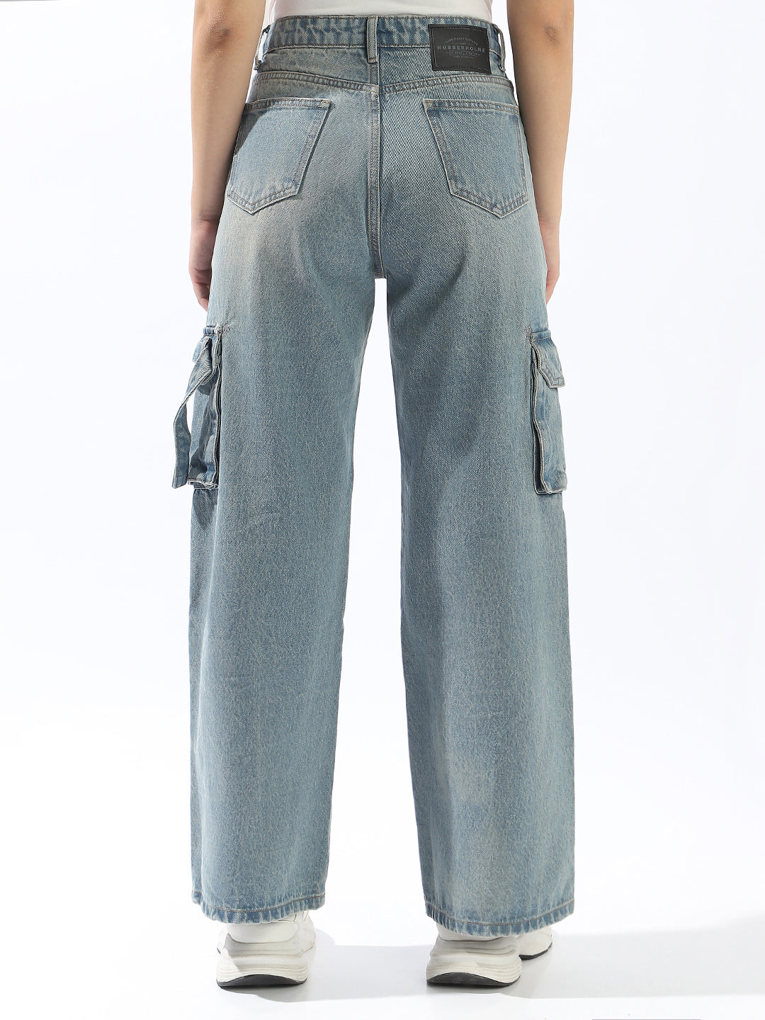 Hubberholme Women Comfort Wide Leg High-Rise Heavy Fade Jeans