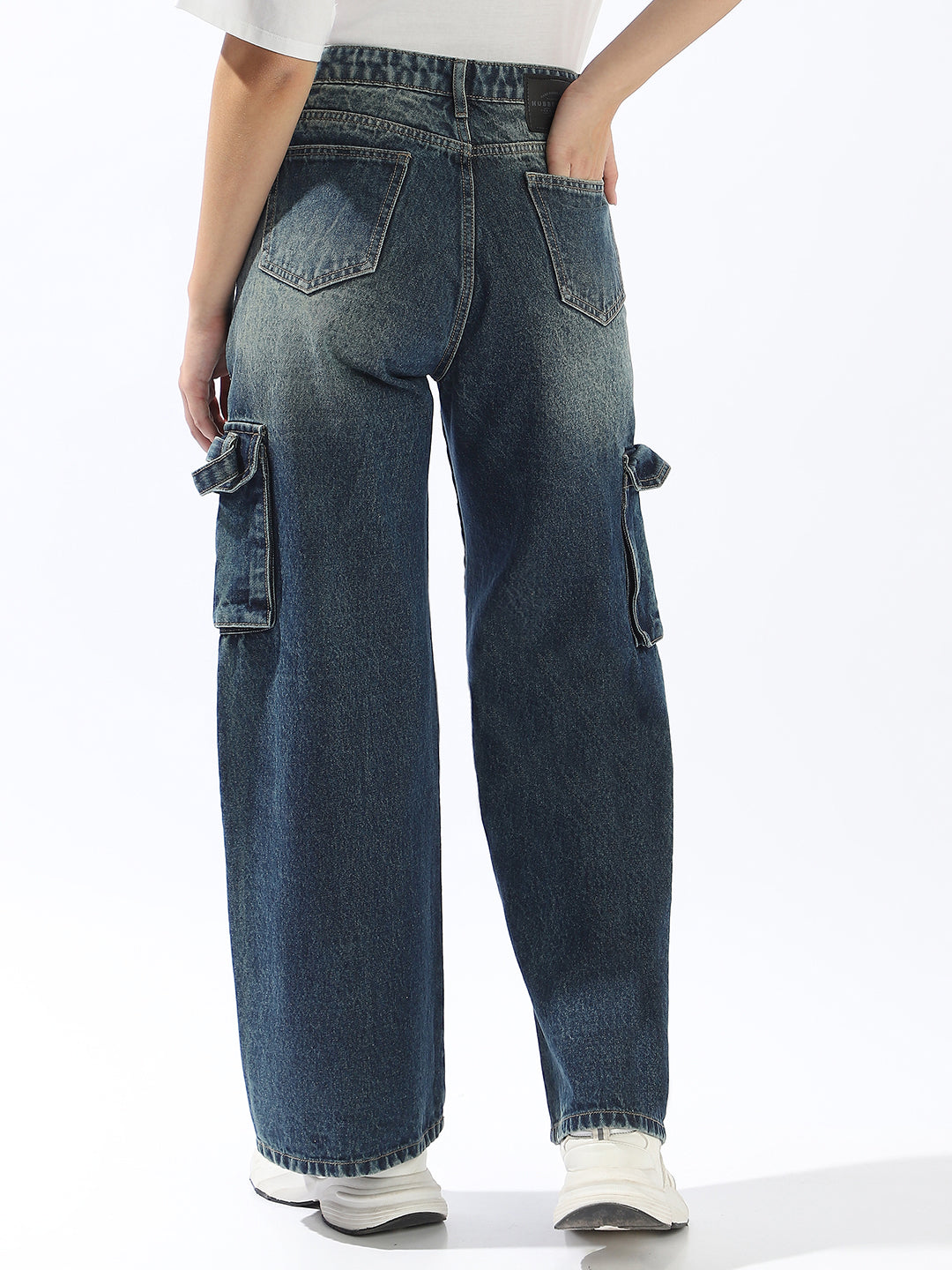 Hubberholme Women Comfort Wide Leg High-Rise Heavy Fade Jeans