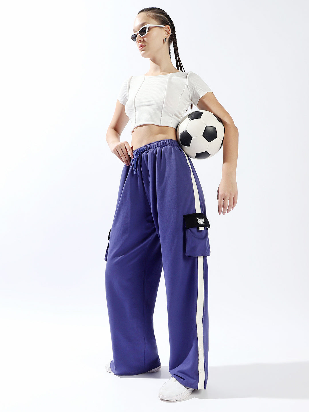 Hubberholme Women Solid Knitted Wide Leg Loose Fit High-Rise Casual Trackpants