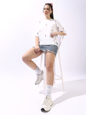 Hubberholme Embroidered Round Neck Short Sleeves Cotton T-shirt