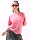 Hubberholme Embroidered Round Neck Short Sleeves Cotton T-shirt