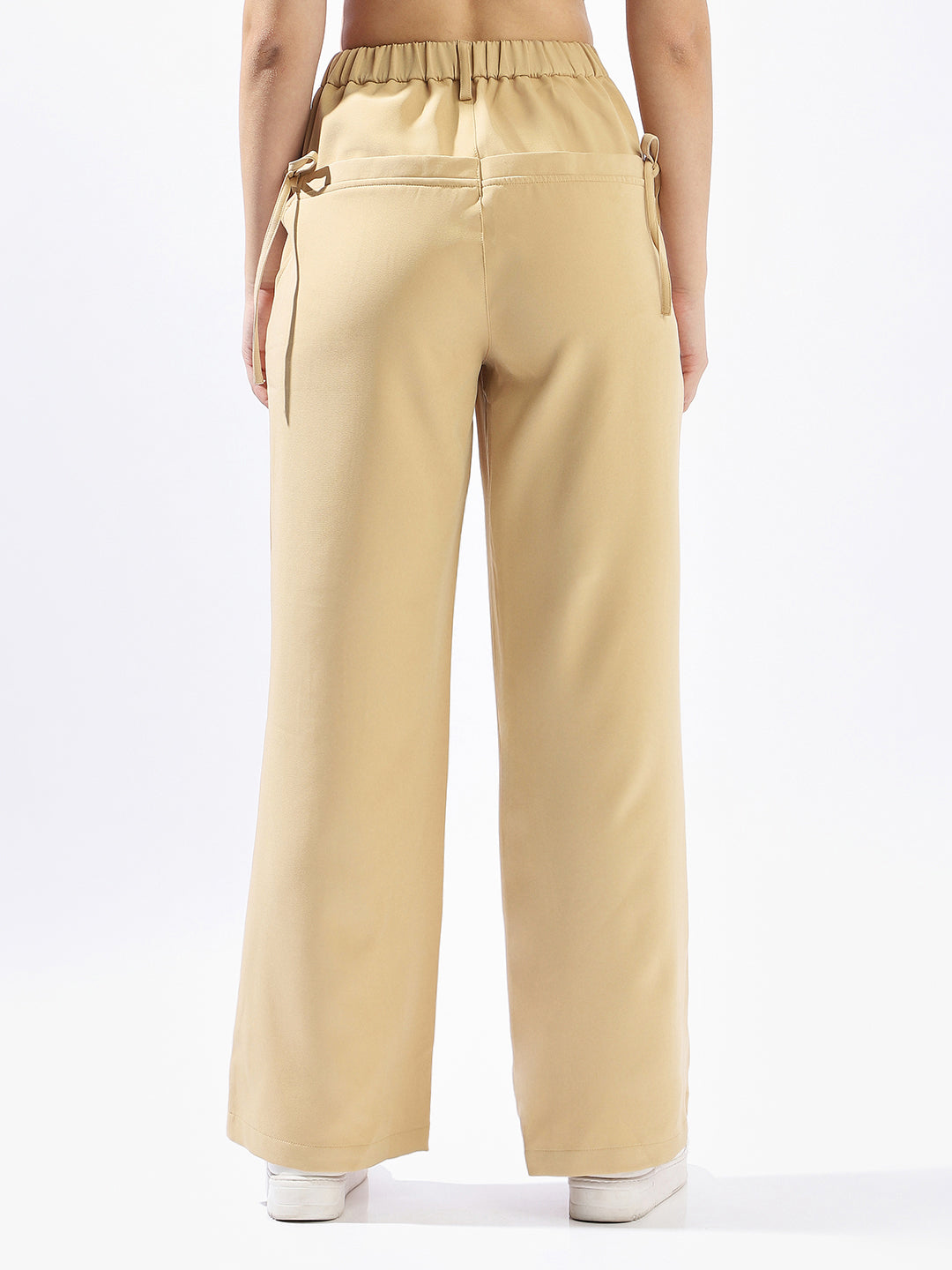 Hubberholme Women Solid Wide Leg Regular High-Rise Straight Trousers