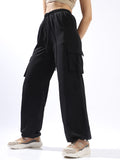 Hubberholme Women Solid Wide Leg Regular High-Rise Straight Trousers