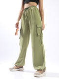 Hubberholme Women Solid Wide Leg Regular High-Rise Straight Trousers