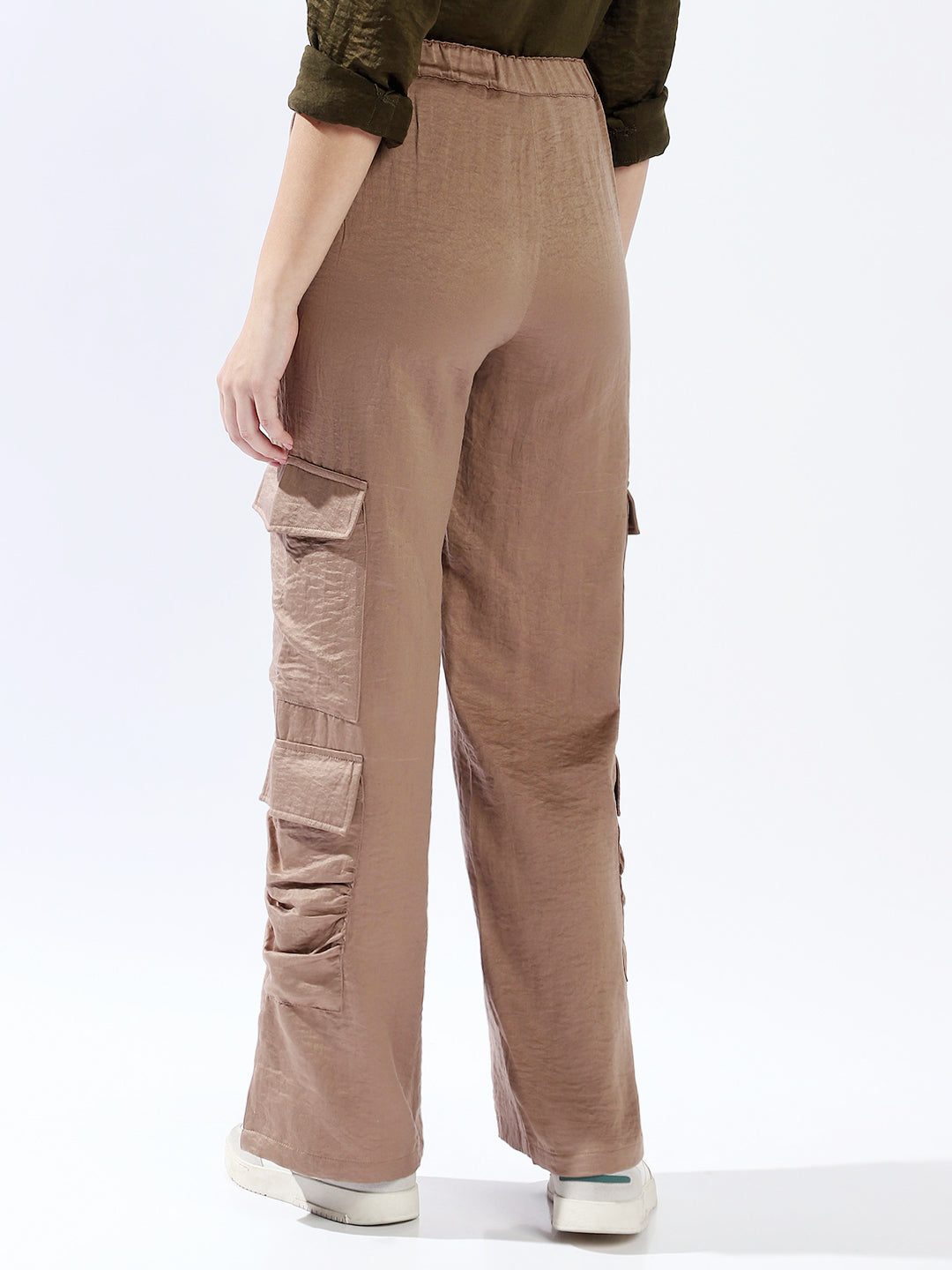 Hubberholme Women Polyester Wide Leg High-Rise Casual Trousers
