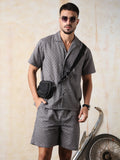 High Star Men Schiffli Relaxed Spread collar Half sleeve Co-ord
