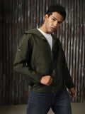 Men Printed Polyster Relaxed Fit  Hood Long Sleeve Jackets