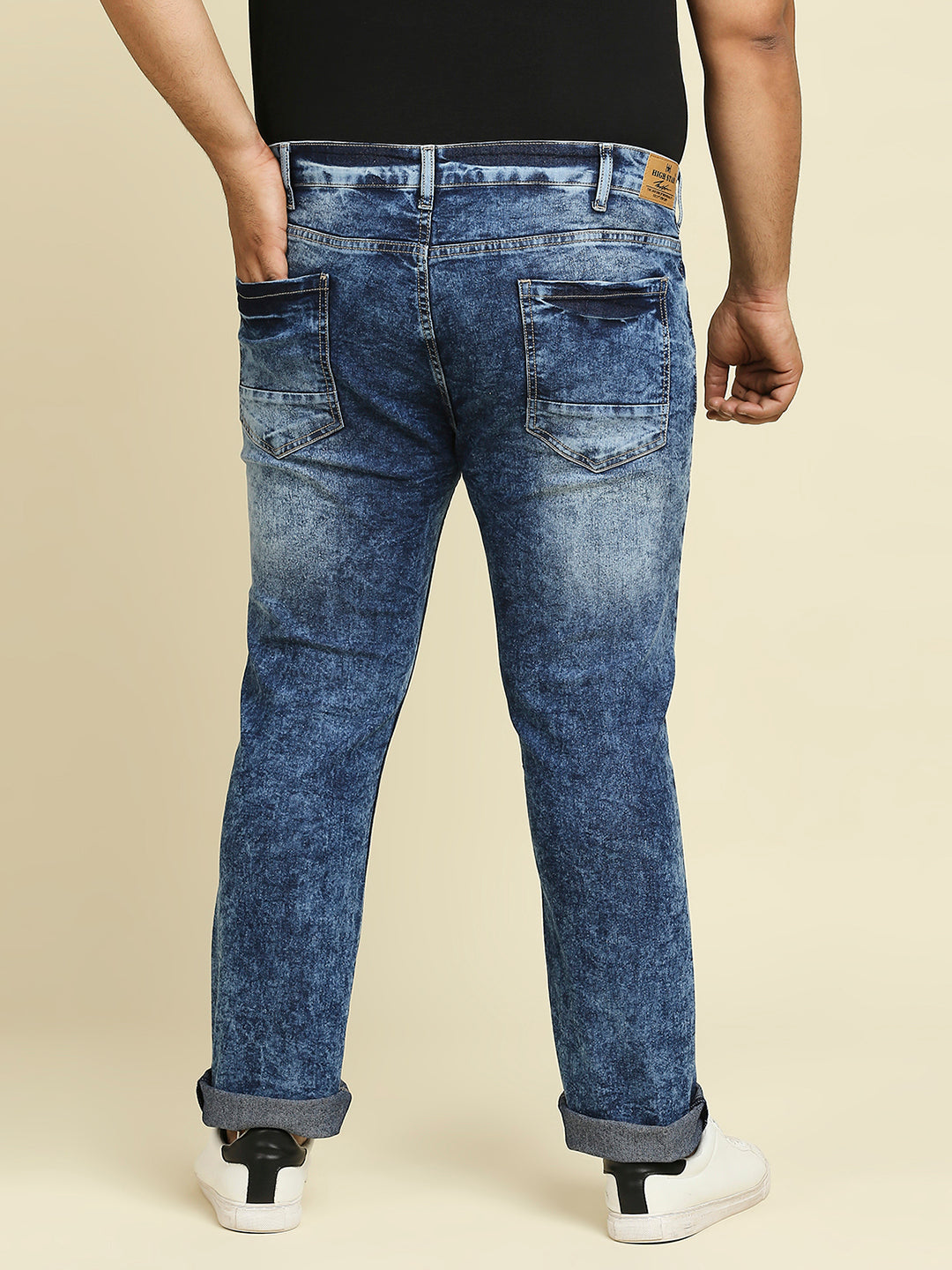 Men Plus Size Slim Fit Heavy Fade Stretchable Jeans