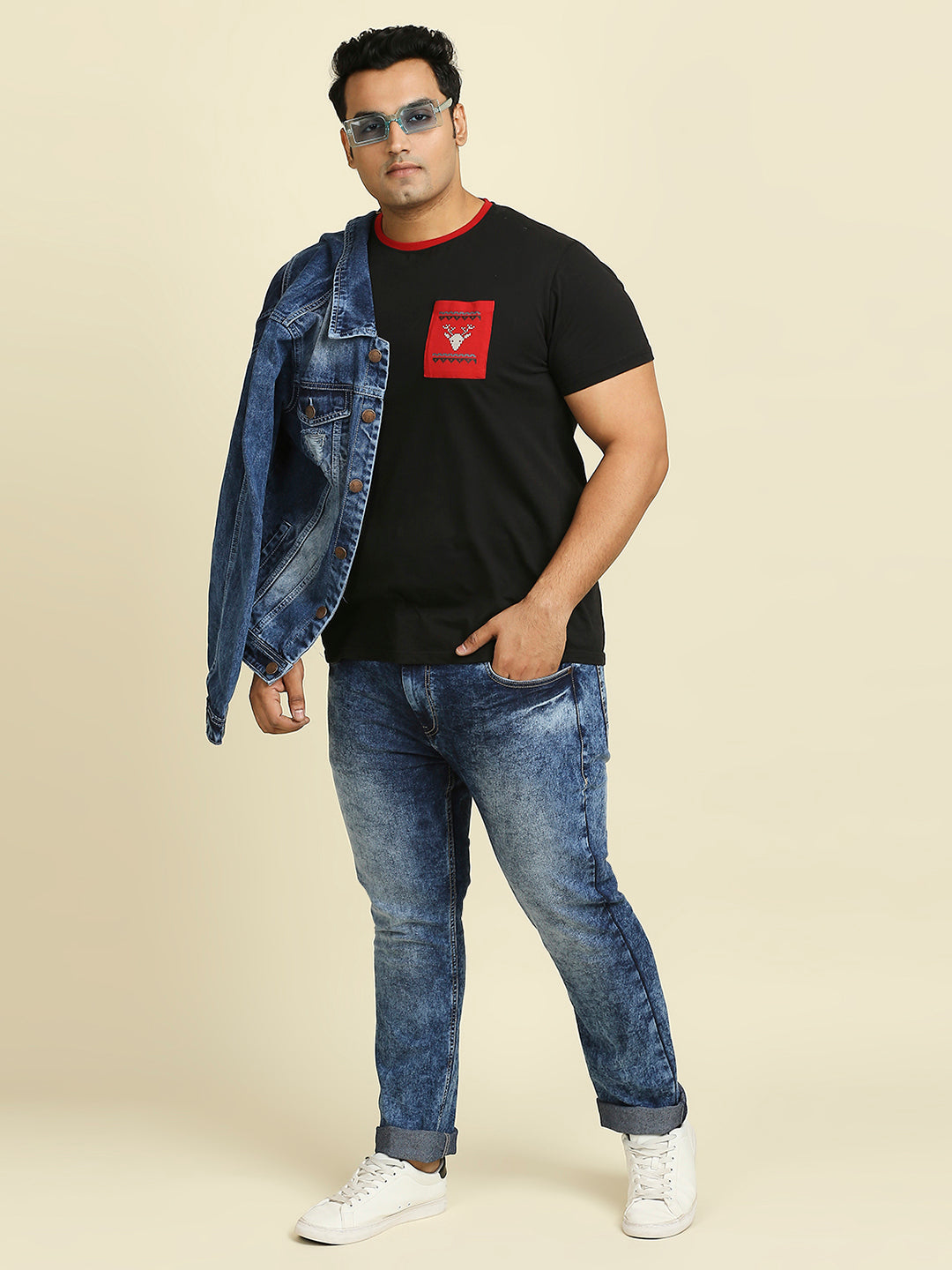 Men Plus Size Slim Fit Heavy Fade Stretchable Jeans