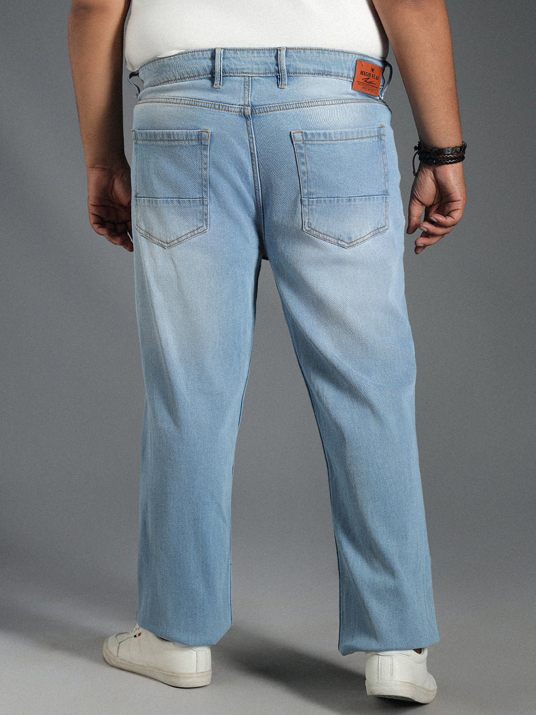 Men Plus Size Bootcut Mid-Rise Clean Look Stretchable Jeans