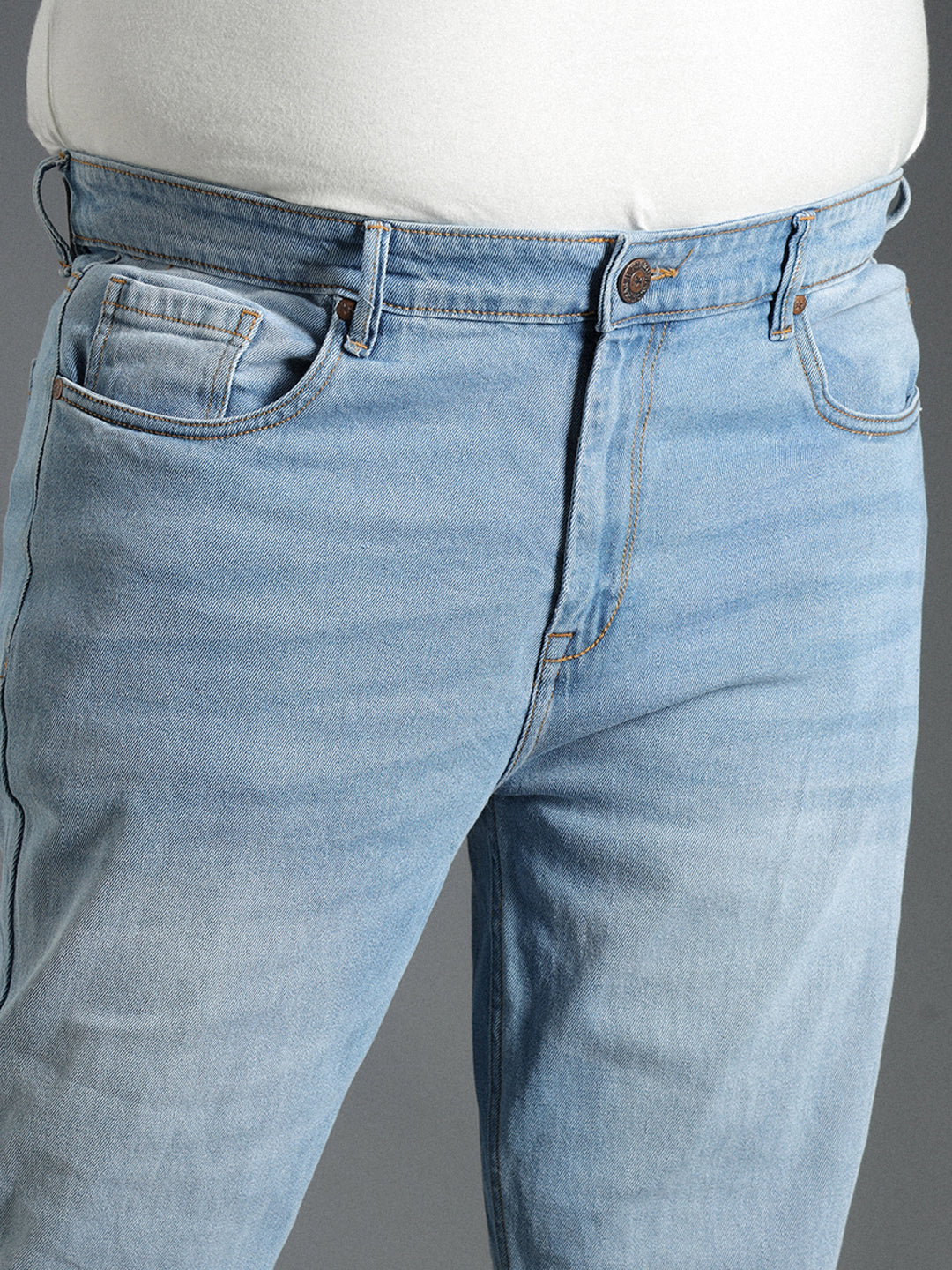 Men Plus Size Bootcut Mid-Rise Clean Look Stretchable Jeans