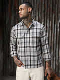 Men Check Cotton Relaxed Fit  Collar Long Sleeve Shirts