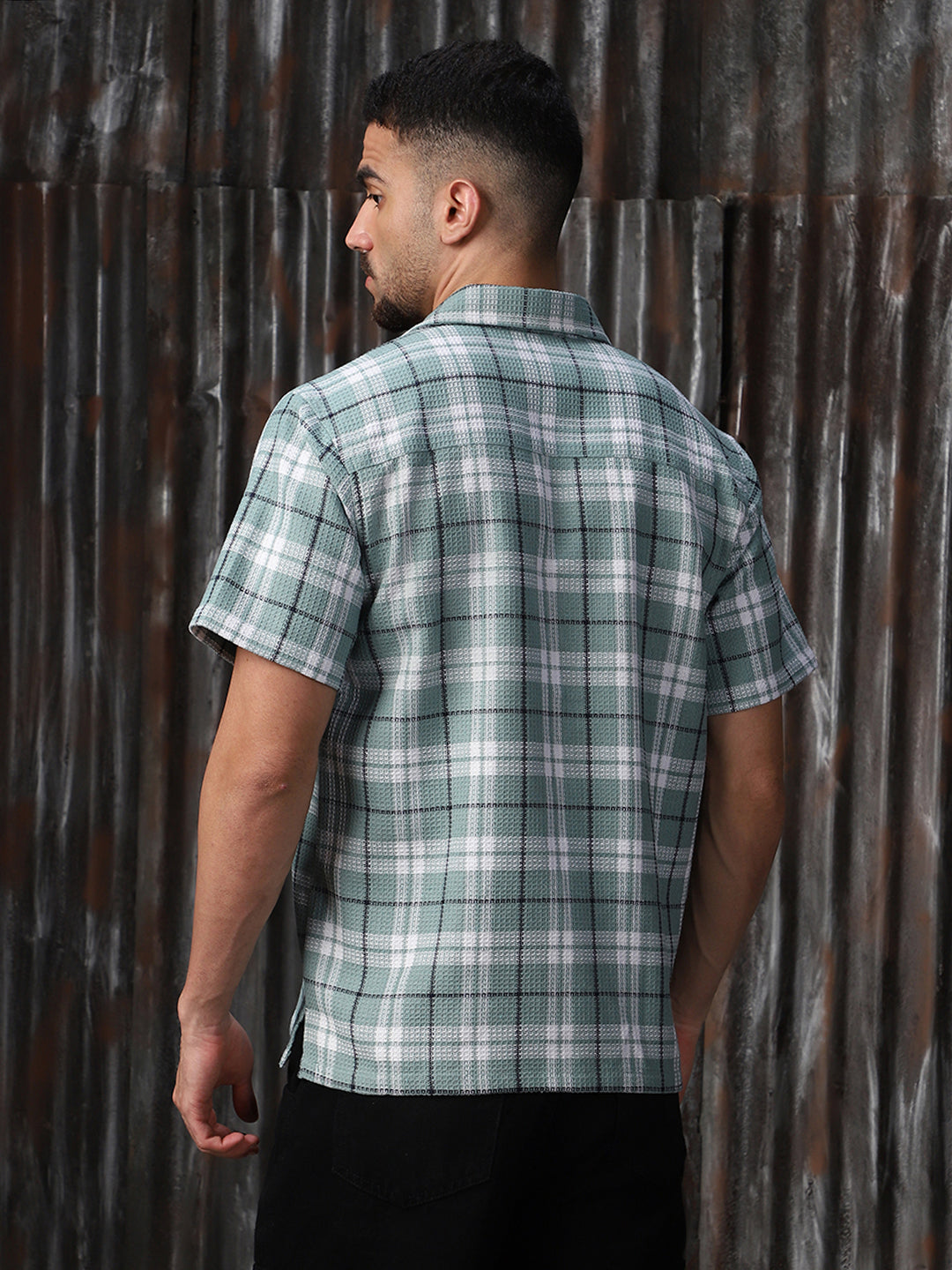 High Star Men Relaxed Tartan Checks Opaque Checked Casual Shirt