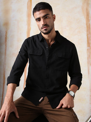 High Star Men Solid Regular Fit Spread Collar Fullsleeve Shirts