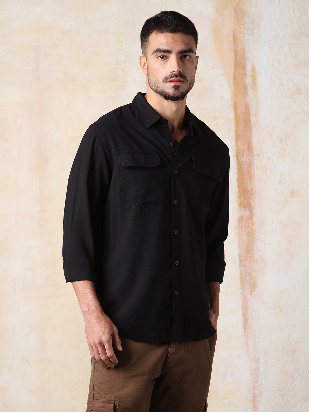 High Star Men Solid Regular Fit Spread Collar Fullsleeve Shirts