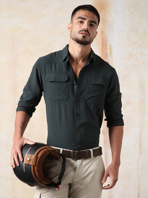 High Star Men Solid Regular Fit Spread Collar Fullsleeve Shirts