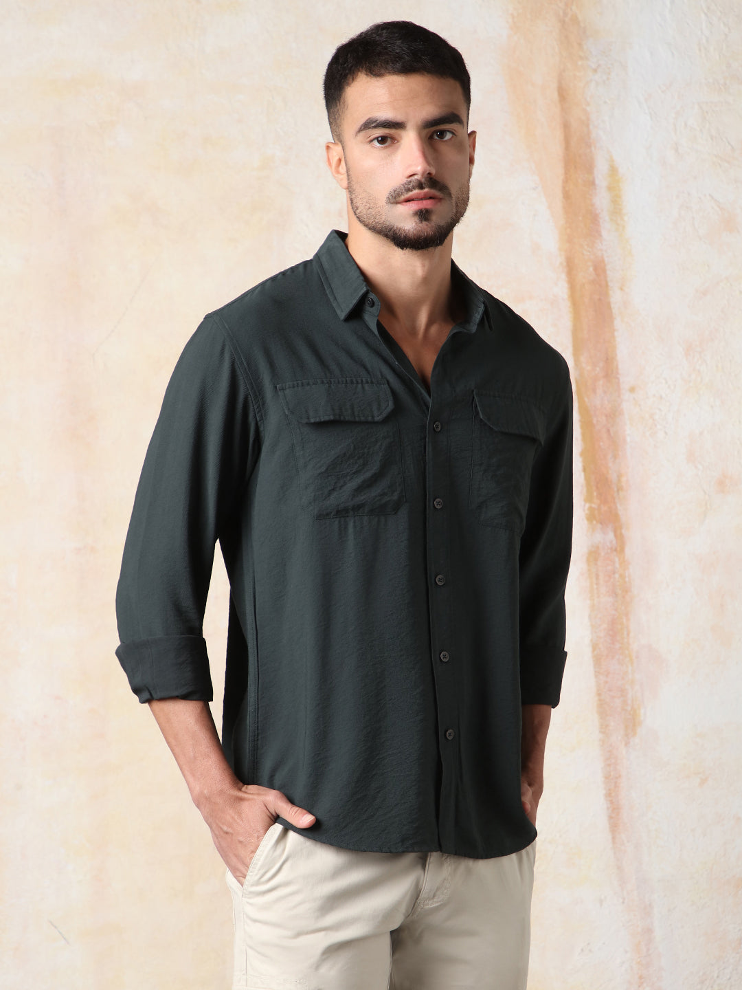 High Star Men Solid Regular Fit Spread Collar Fullsleeve Shirts