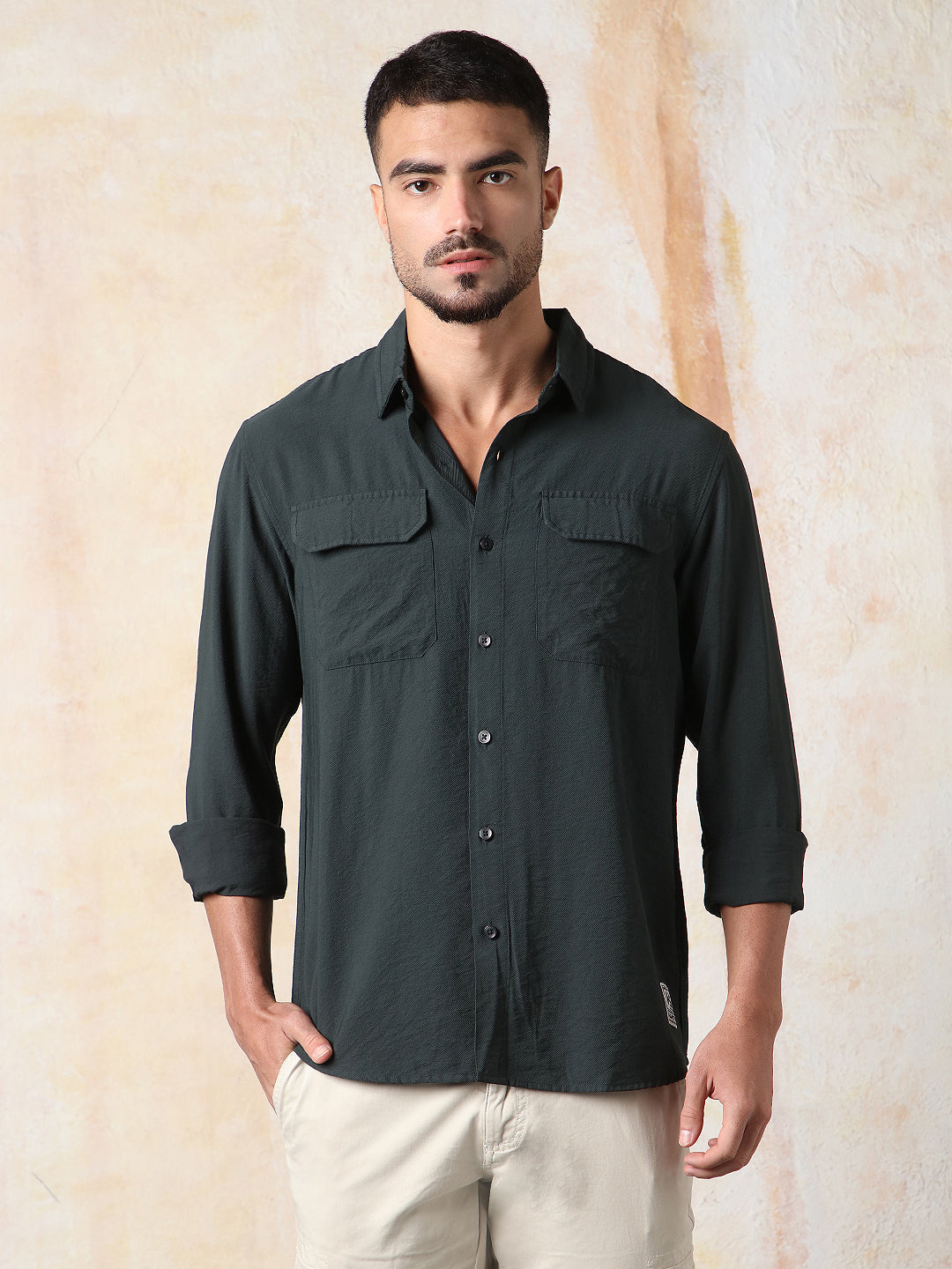 High Star Men Solid Regular Fit Spread Collar Fullsleeve Shirts