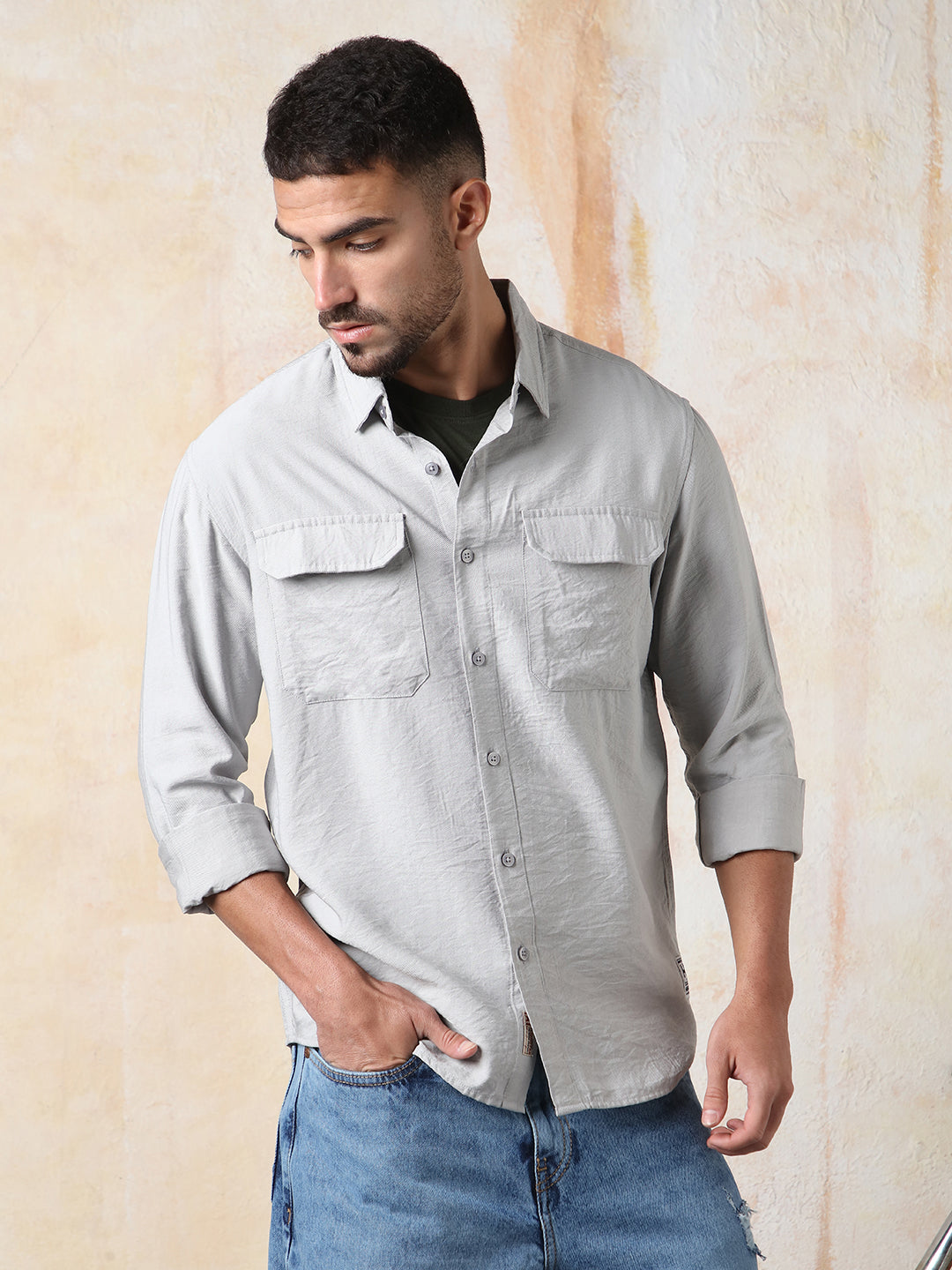 High Star Men Solid Regular Fit Spread Collar Fullsleeve Shirts