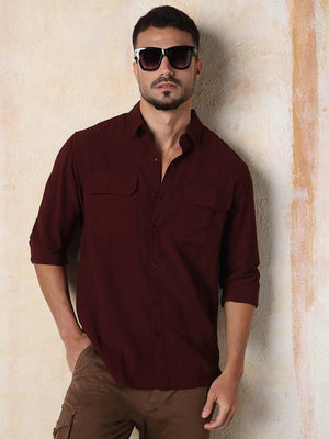 High Star Men Solid Regular Fit Spread Collar Fullsleeve Shirts