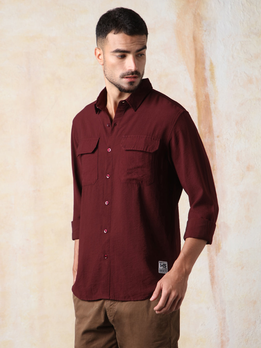 High Star Men Solid Regular Fit Spread Collar Fullsleeve Shirts