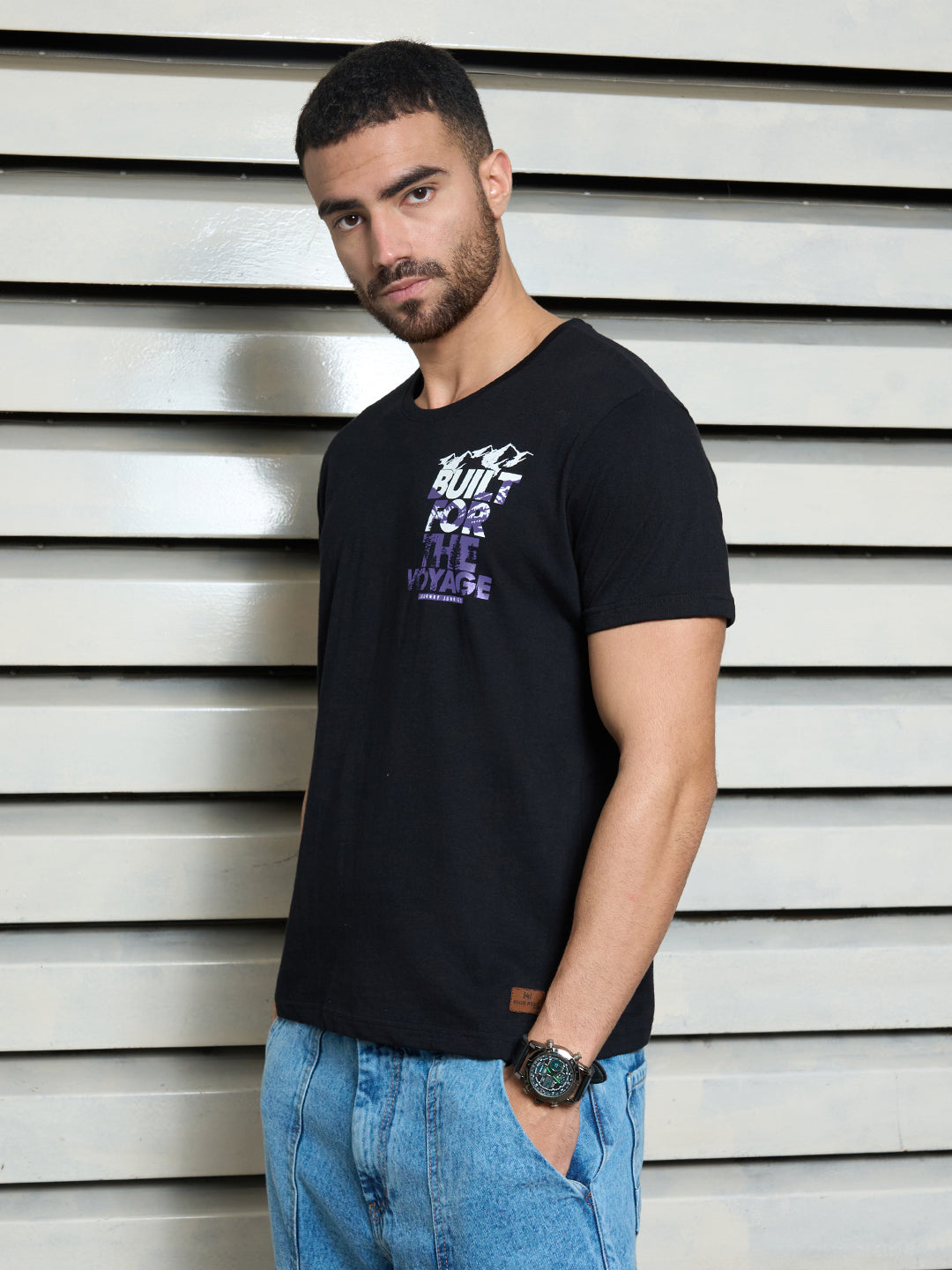 Men Cotton Short Sleeves Round Neck Printed Regular Fit Tshirt