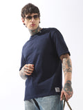 High Star Men Relaxed Fit Raw Edge Pure Cotton T-shirt
