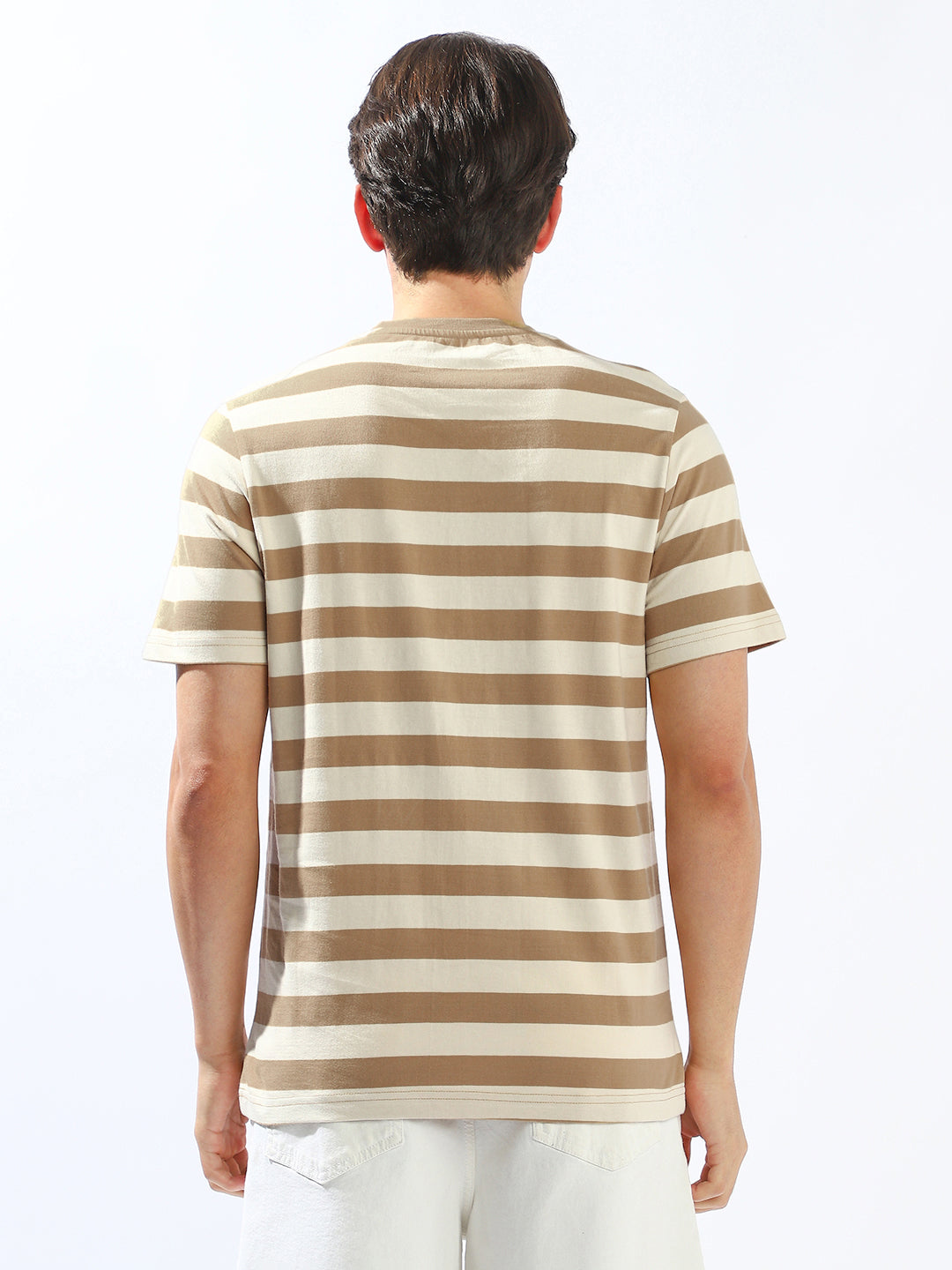 High Star Men Cotton Strip Regular fit Crew neck Halfsleeve Tshirts