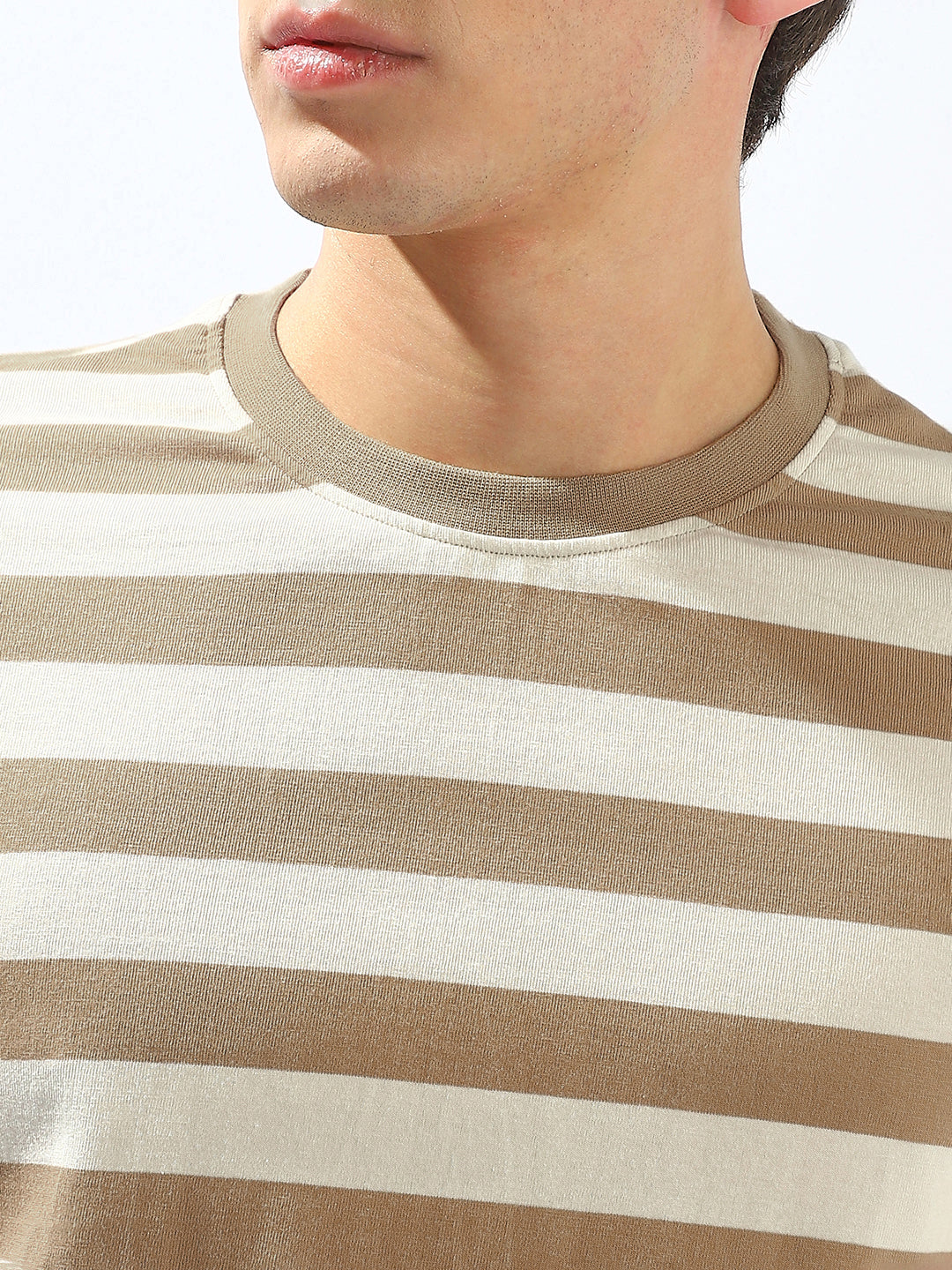 High Star Men Cotton Strip Regular fit Crew neck Halfsleeve Tshirts