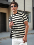 High Star Men Cotton Strip Regular fit Crew neck Halfsleeve Tshirts