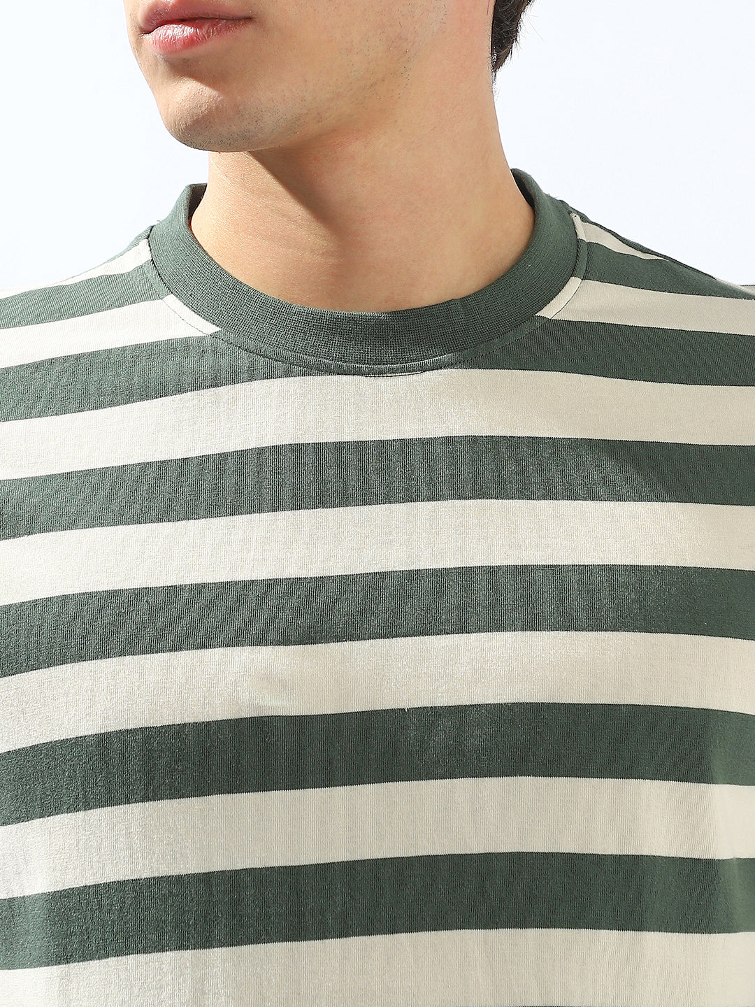 High Star Men Cotton Strip Regular fit Crew neck Halfsleeve Tshirts